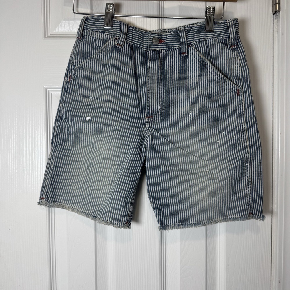 Polo Ralph Lauren Boys 12 Denim Shorts Paint‎ Splatter Indigo Striped Carpenter